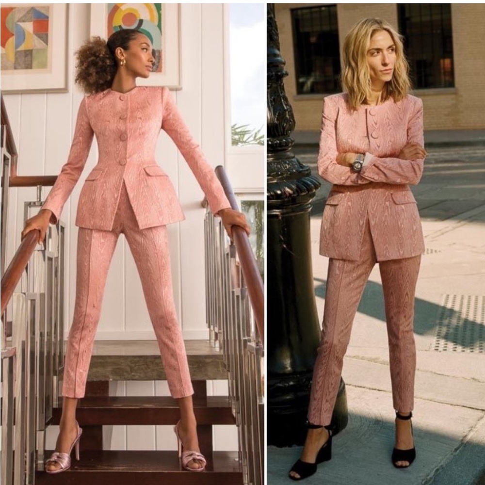 NWT Veronica Beard Pink Textured Blazer & Pants Suit Set 4/6